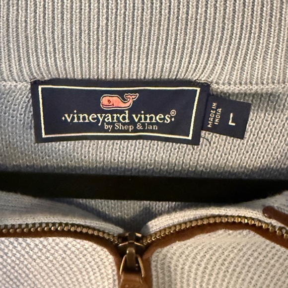 Vineyard Vines Men's Light Blue Quarter-Zip Sweater - Picture 3 of 4